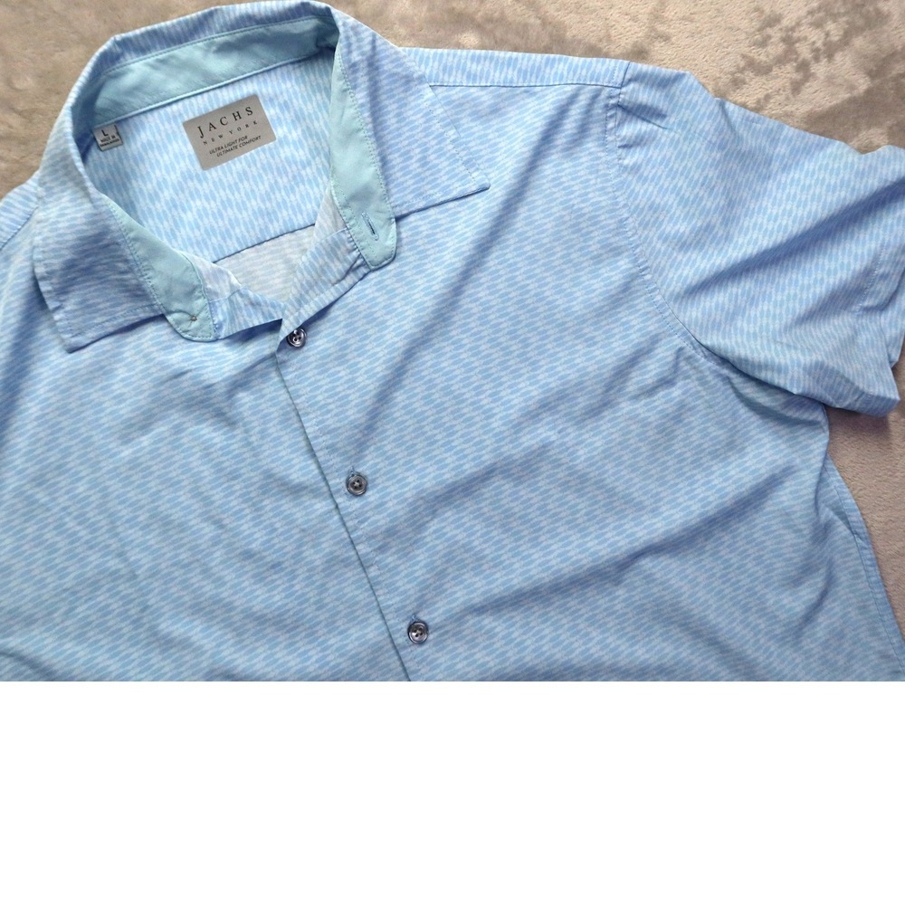 Jachs New York Men's L Blue Fish Tuna All‎ Over Print Button Down Shirt